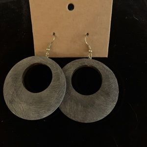Charcoal Horn Hoop earrings